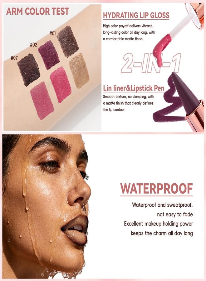 Noerrors 3pcs Lip Combo Sets for Black Women, 2 in 1 Dual-End Lip Liner and Gloss Kit, Nude Brown Pink Lips Liner Combo Moisturizing Plumping Ombre Gradual Lips Makeup #Set A - Image 5